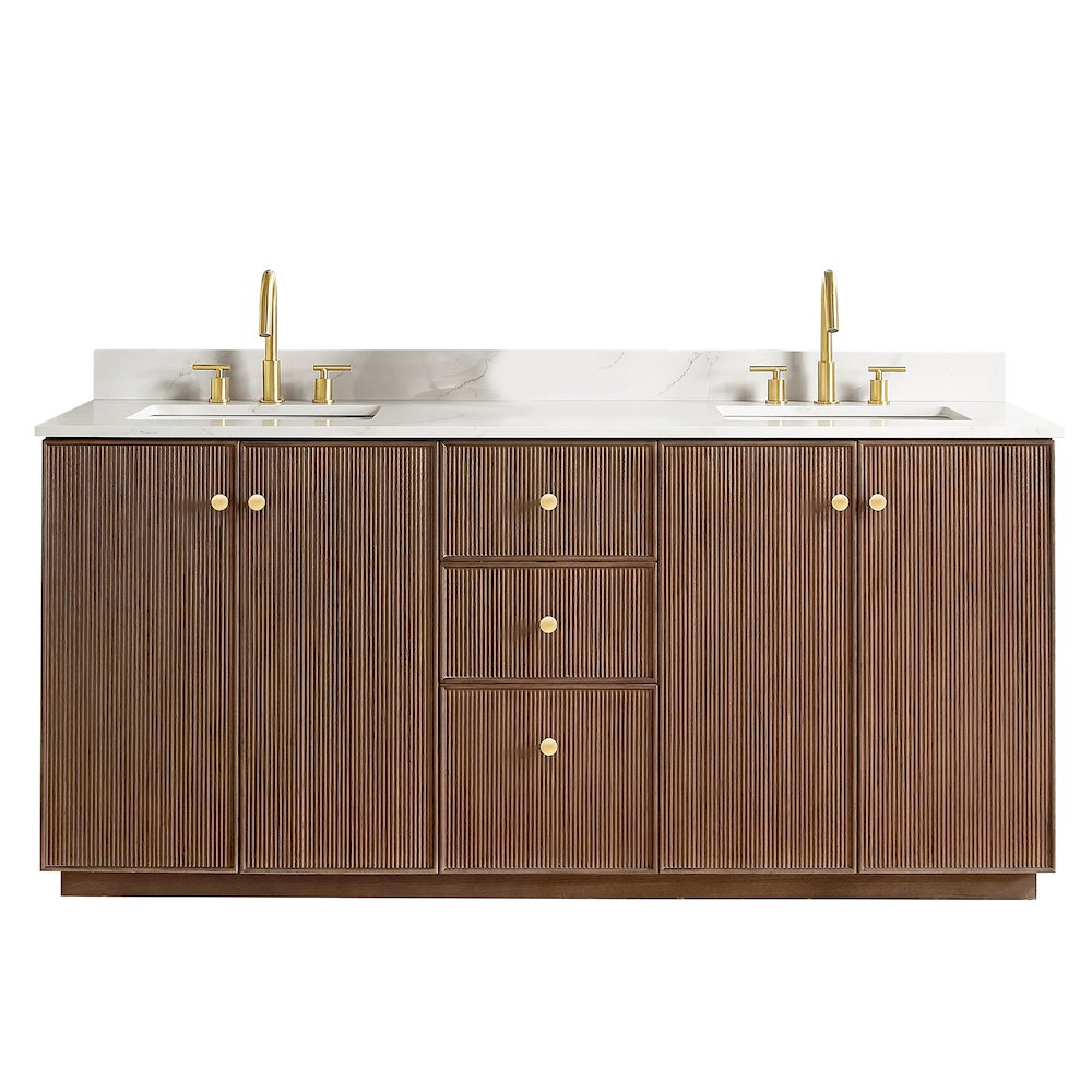 Oza 72" Free-standing Double Bath Vanity in Aged Dark Brown Oak. Picture 1