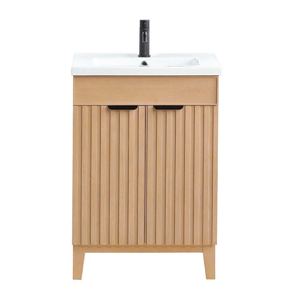 Palos 24" Free-standing Single Bath Vanity in Fir Wood Brown. Picture 2