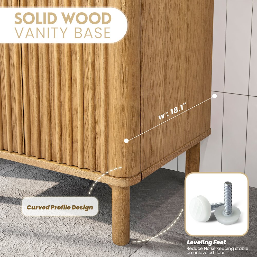 Mumbai 24" Free-standing Single Bath Vanity in Oak Weathering Light Brown. Picture 12
