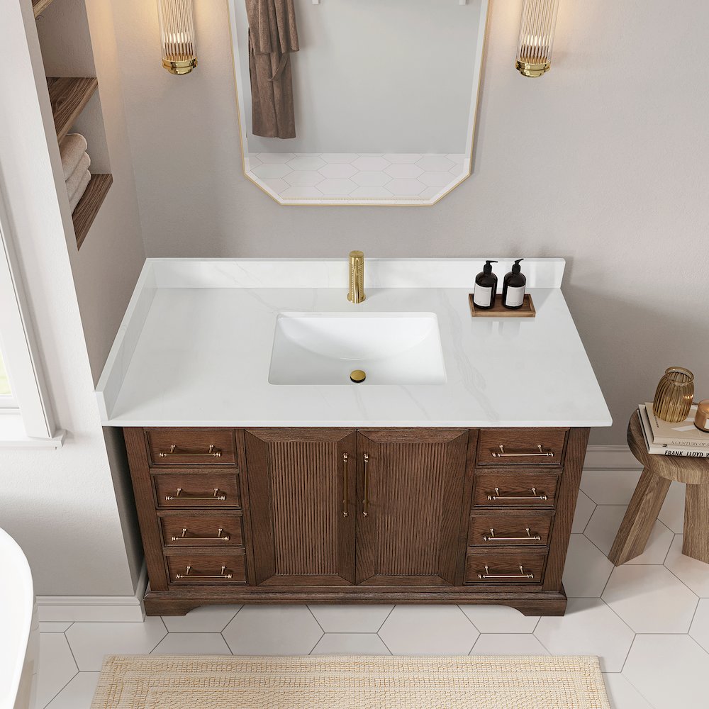 Tokyo 48" Freestanding Single Bath Vanity in Aged Dark Brown Oak. Picture 5