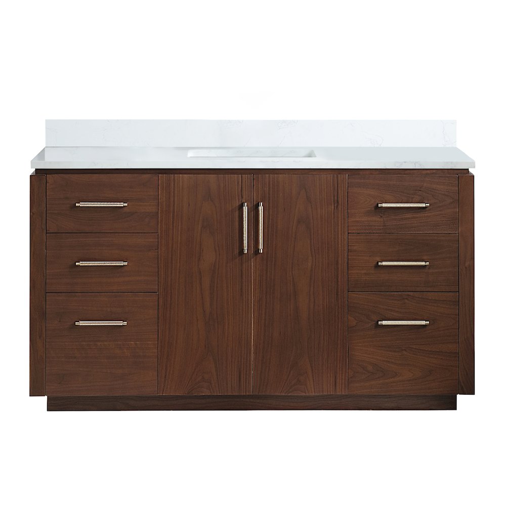 San 60" Free-standing Single Bath Vanity in Natural Walnut. Picture 2