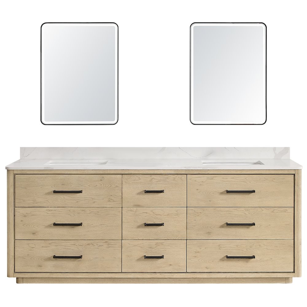 Porto 84" Free-standing Double Bath Vanity in Aged Natural Oak. Picture 2