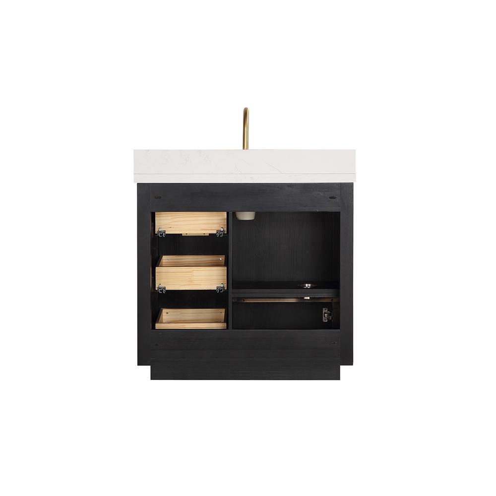 Free-standing Single Bathroom Vanity with Composite top and Mirror. Picture 3