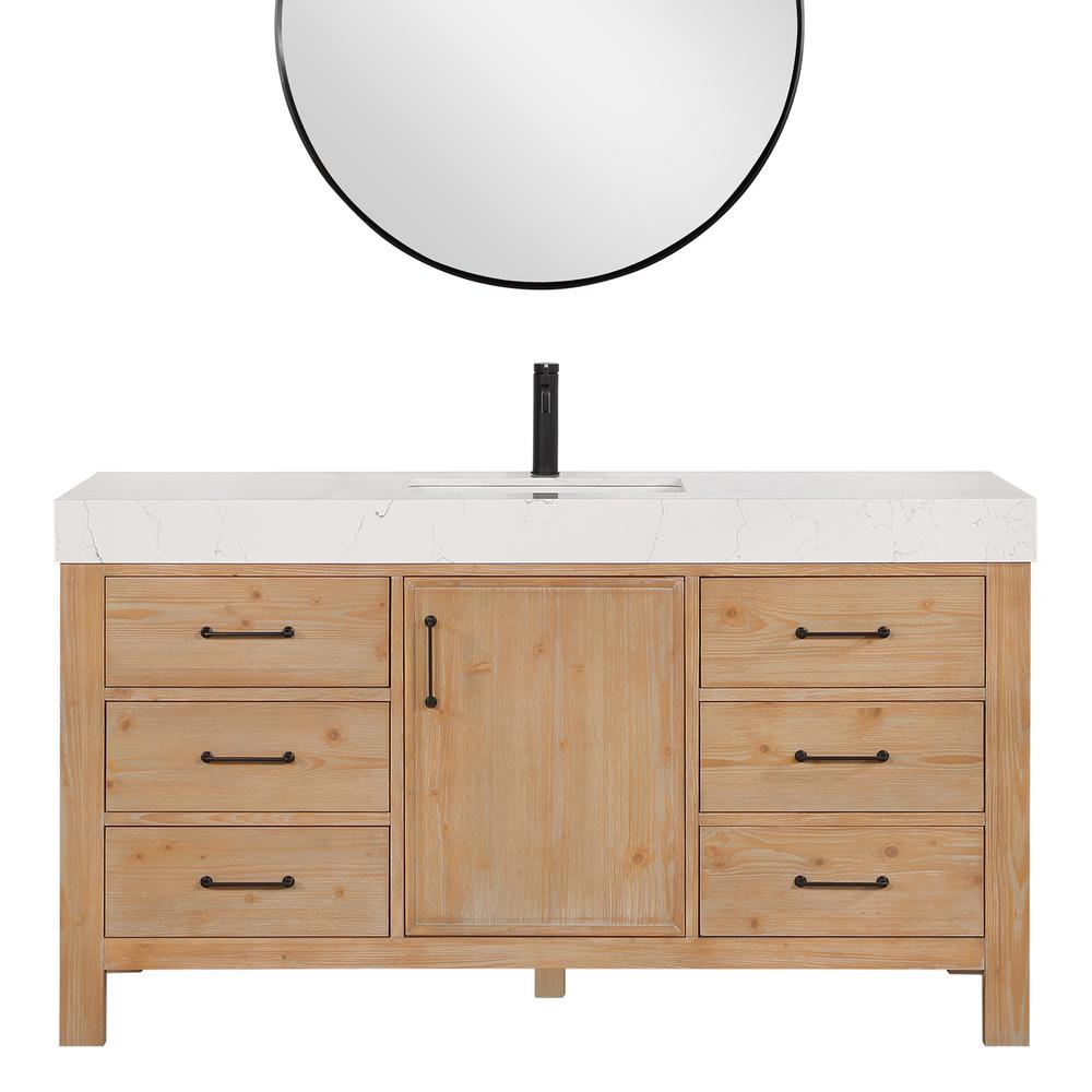 Free-standing Single Bathroom Vanity with Composite top and Mirror. Picture 2