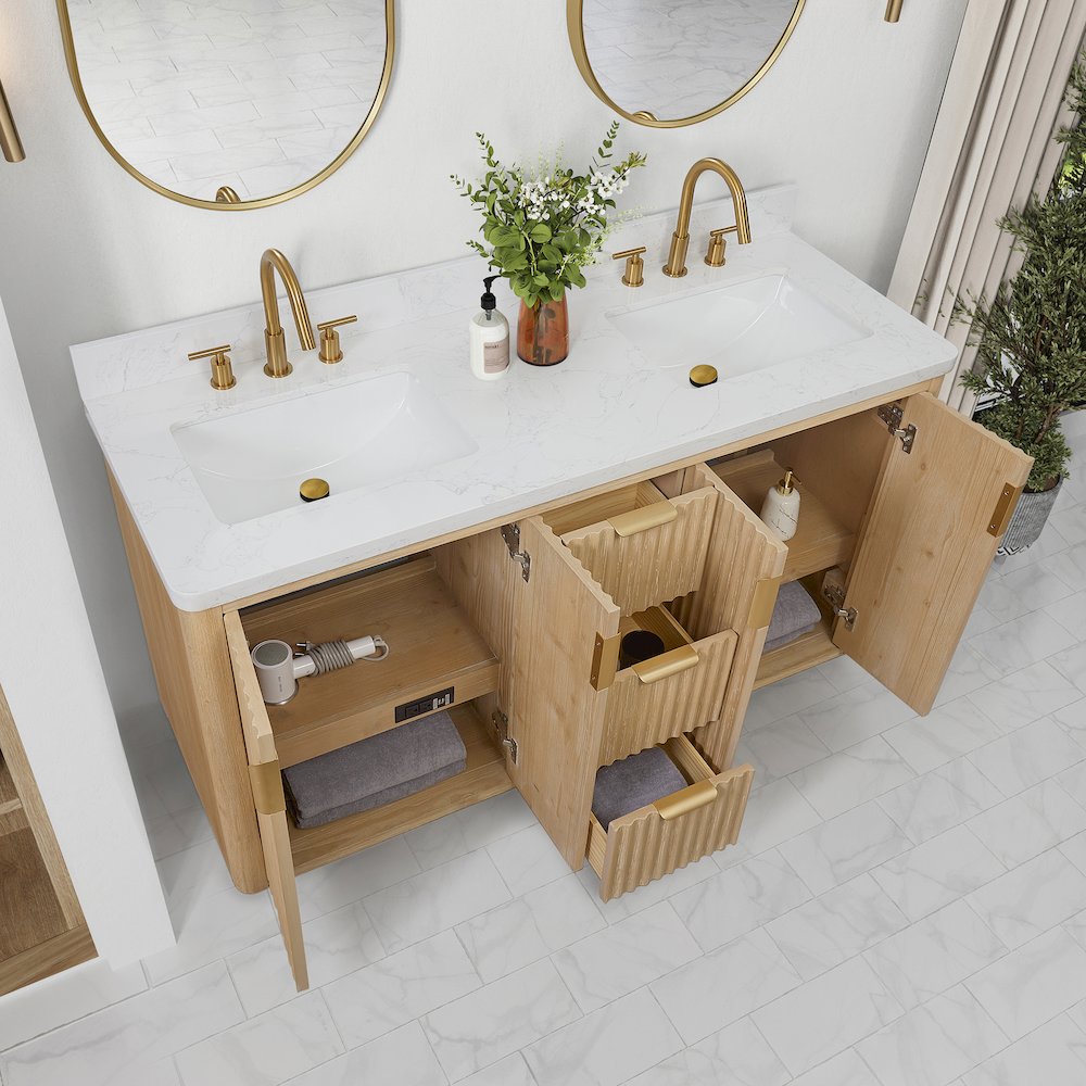 Cádiz 60in. Free-standing Double Bathroom Vanity in Washed Ash Grey. Picture 6