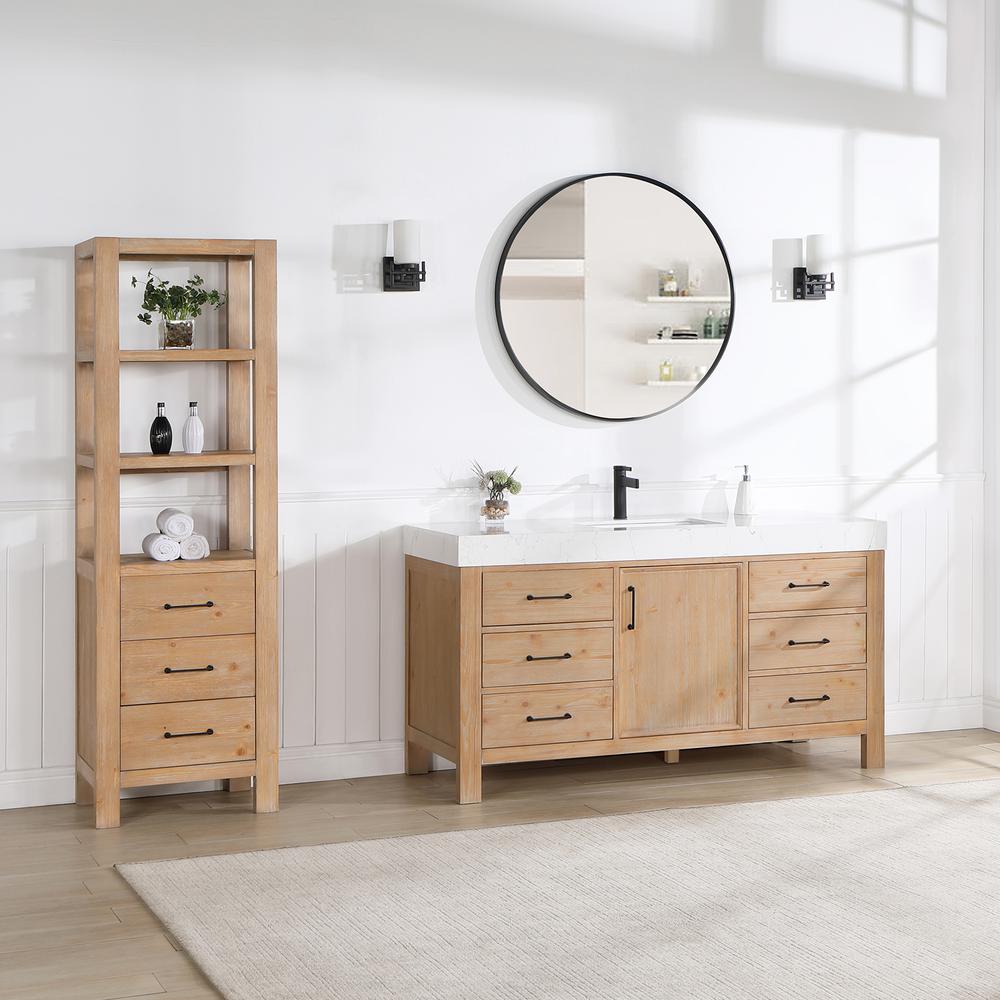 Free-standing Single Bathroom Vanity with Composite top and Mirror. Picture 4