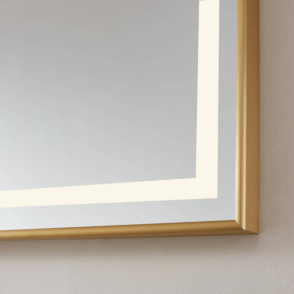 72" Rectangular Aluminum Framed LED Wall Mount Bathroom Vanity Mirror in Gold. Picture 4
