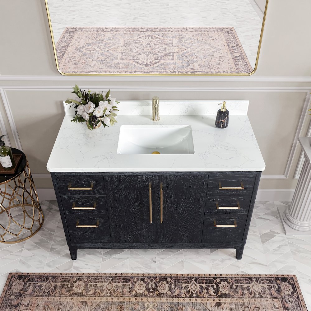 Gara 48" Free-standing Single Bath Vanity in Fir Wood Black. Picture 6