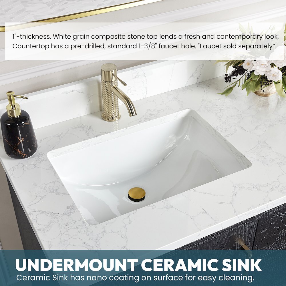 Gara 36" Free-standing Single Bath Vanity in Fir Wood Black. Picture 8