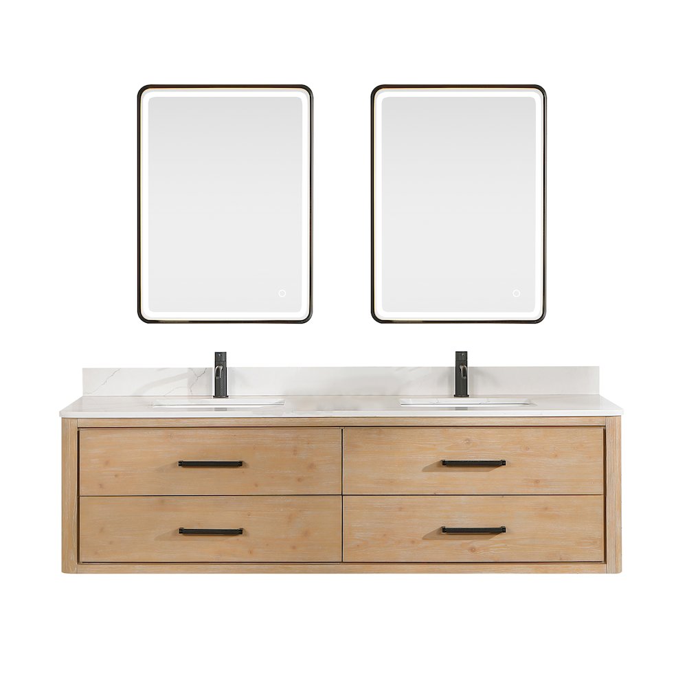 Cristo 72" Floating Double Bath Vanity in Fir Wood Brown. Picture 1