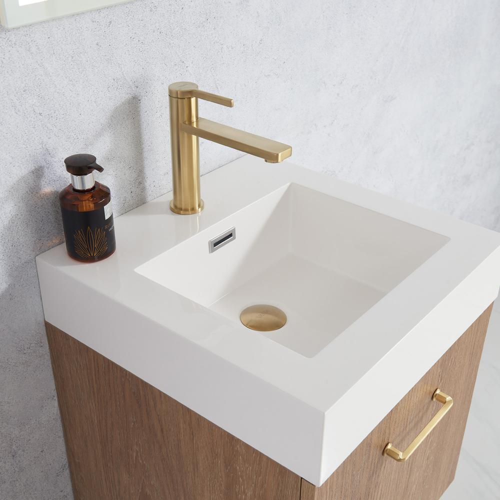 18" Single Sink Bath Vanity with Whole Artificial Stone Basin Top and Mirror. Picture 6