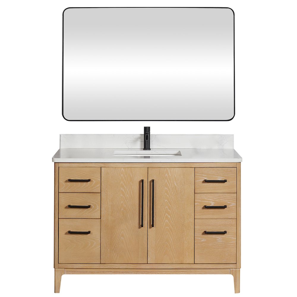 Gara 48" Free-standing Single Bath Vanity in Washed Ash Grey. Picture 1