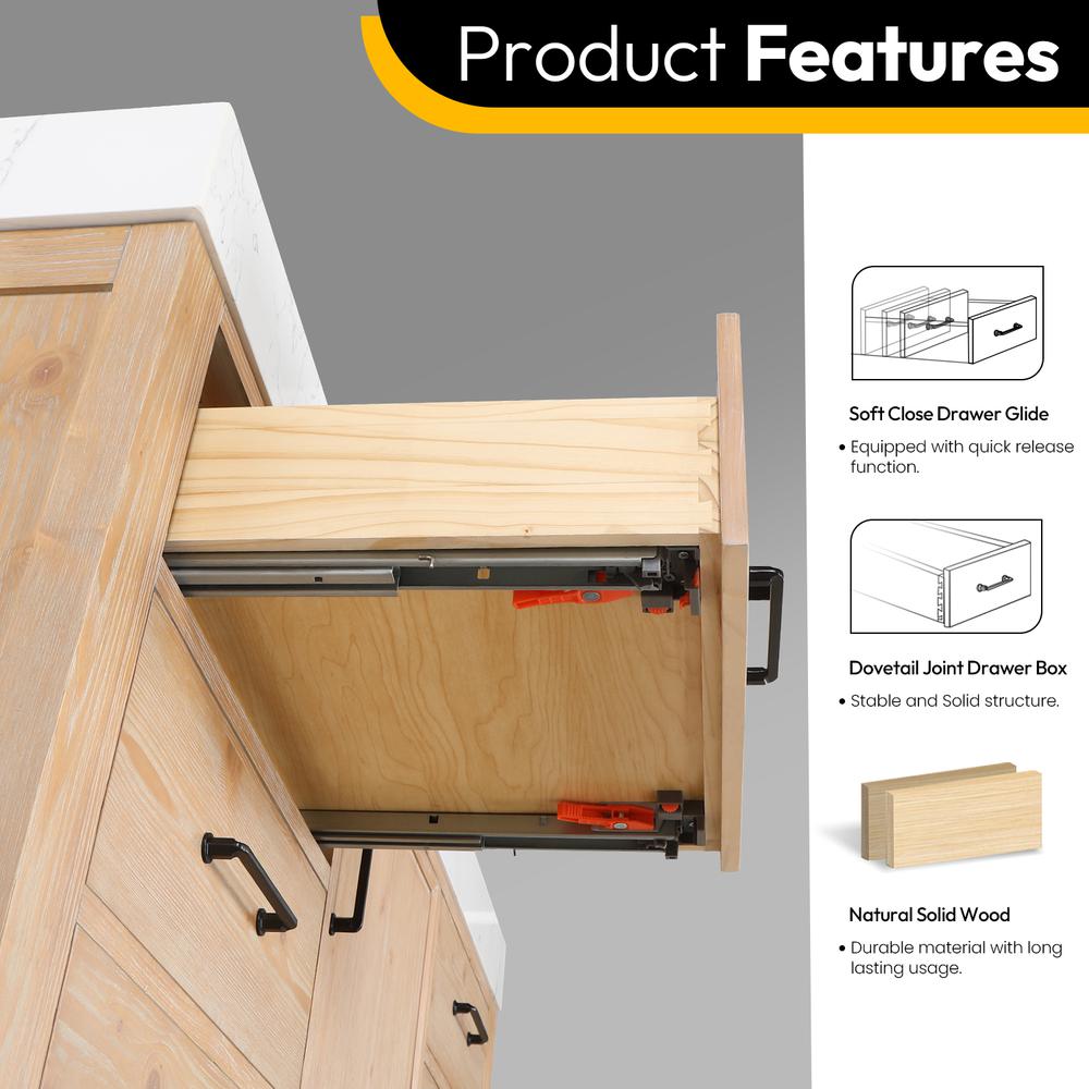 Free-standing Single Bathroom Vanity with Composite top in Lightning White. Picture 9