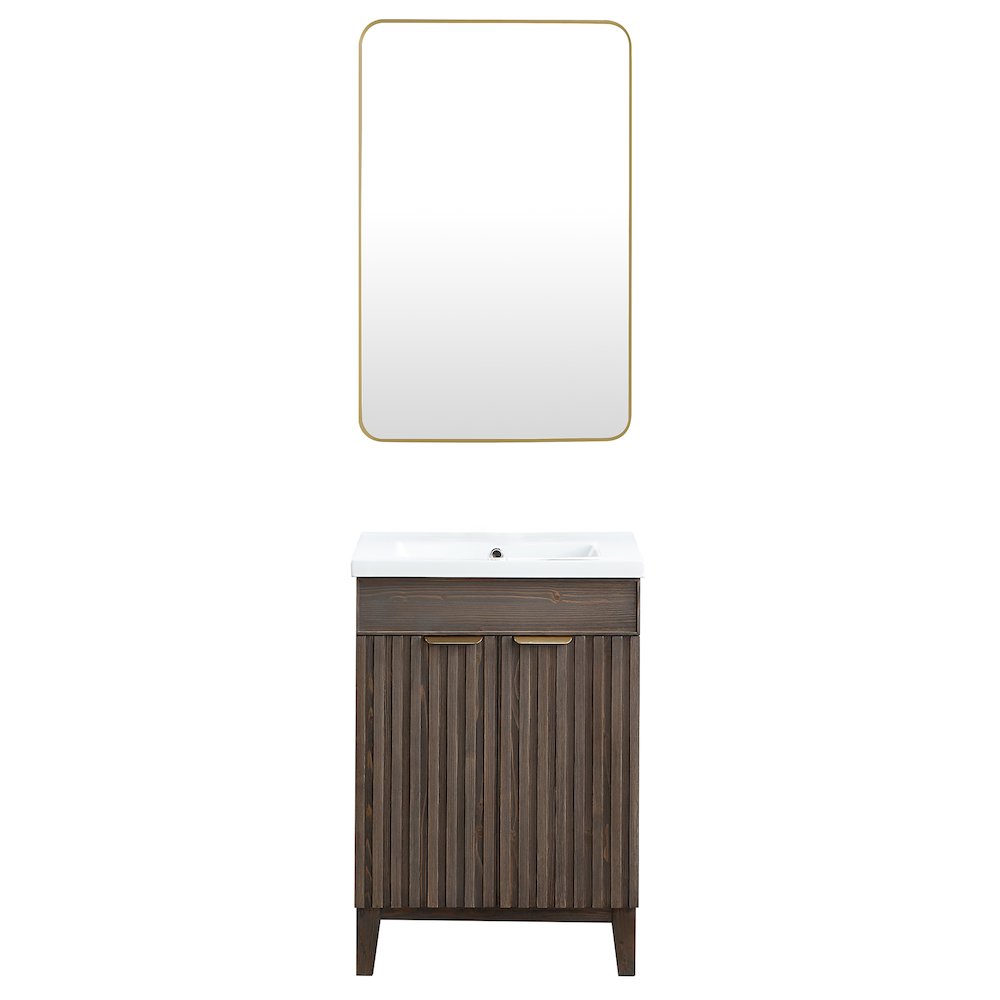 Palos 24" Free-standing Single Bath Vanity in Spruce Aged Brown. Picture 2