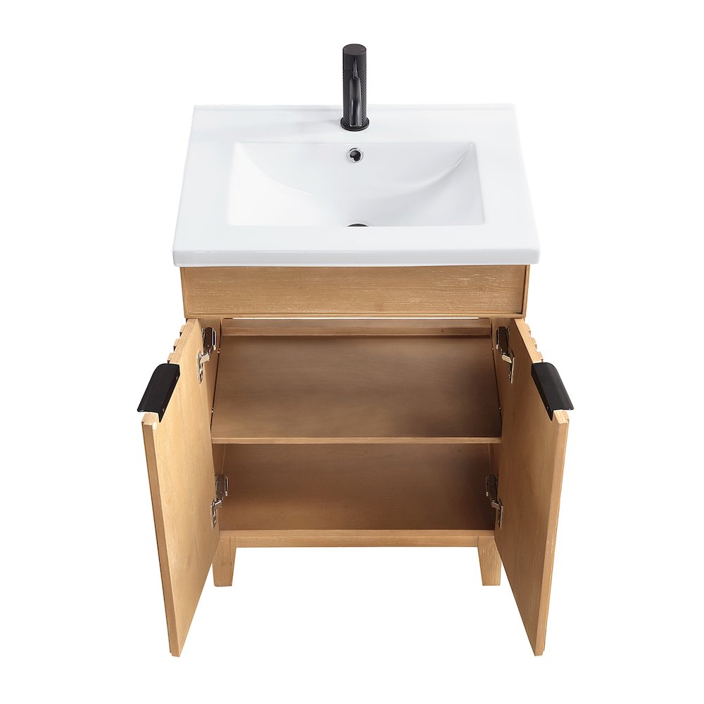 Palos 24" Free-standing Single Bath Vanity in Fir Wood Brown. Picture 12