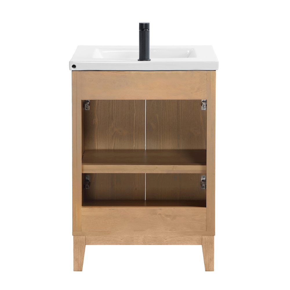 Palos 24" Free-standing Single Bath Vanity in Fir Wood Brown. Picture 13