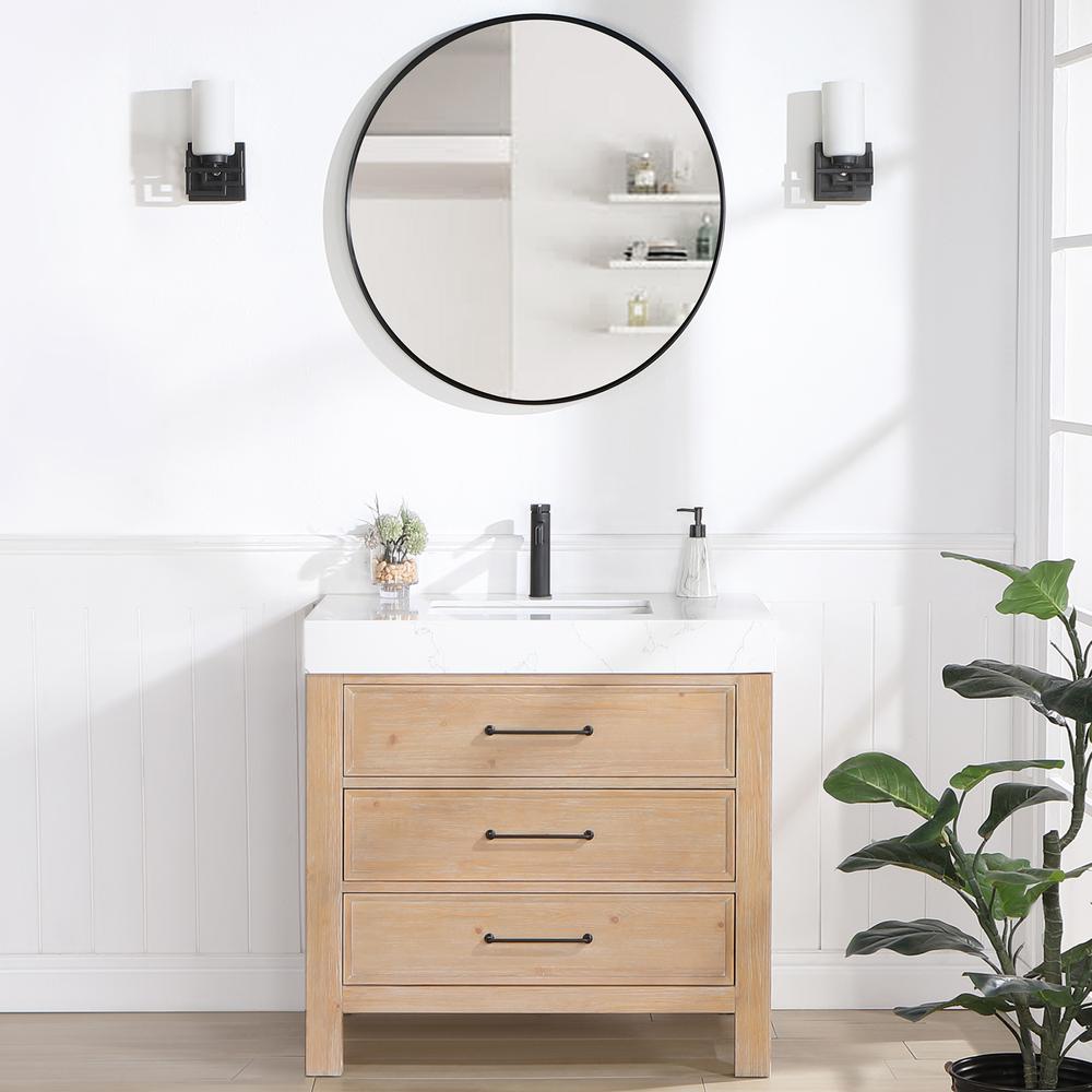 Free-standing Single Bathroom Vanity with Composite top and Mirror. Picture 10