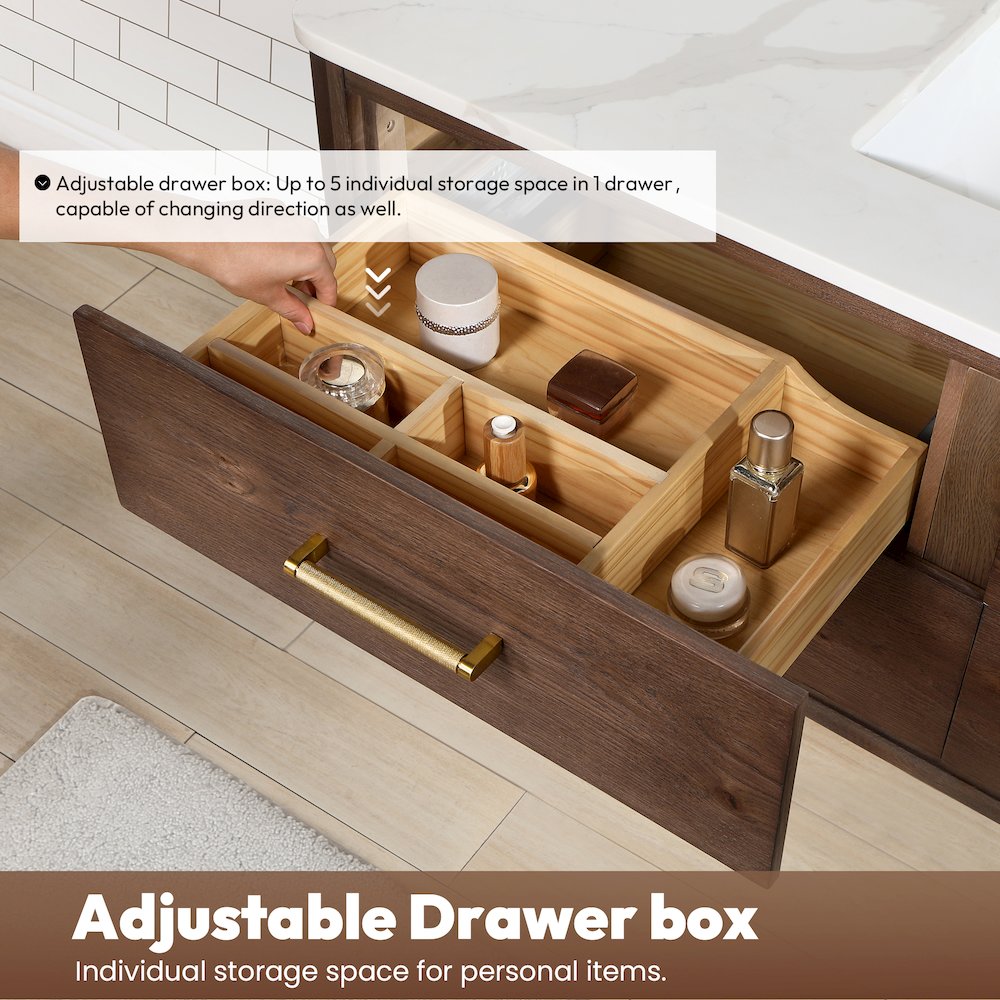 Cristo 48" Floating Single Bath Vanity in Aged Dark Brown Oak. Picture 9