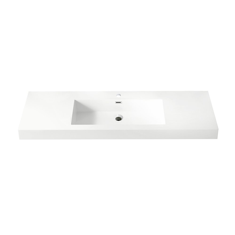 Rectangular White Finish Composite Granite Stone Console Bathroom Vanity Sink. Picture 1