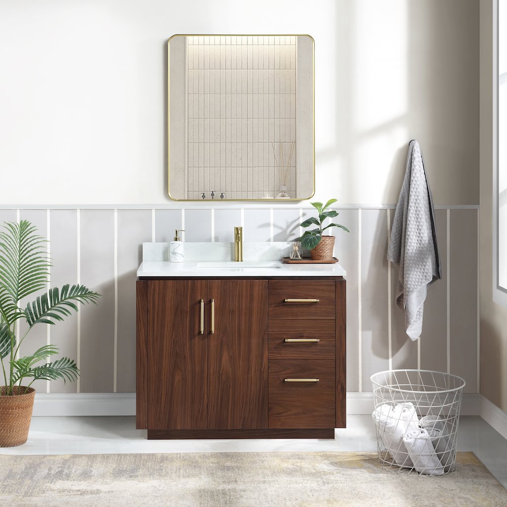 San 42" Free-standing Single Bath Vanity in Natural Walnut. Picture 3