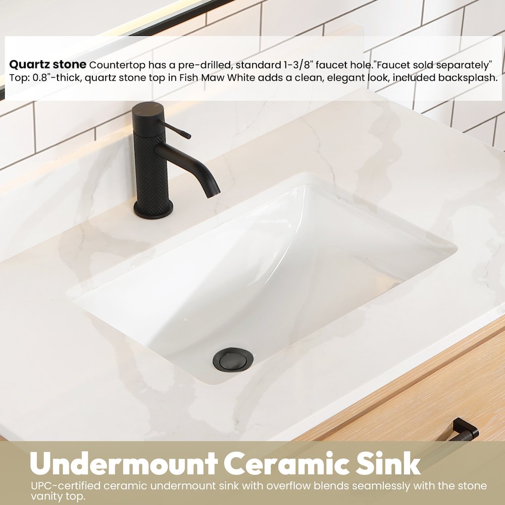 Cristo 36" Floating Single Bath Vanity in Fir Wood Brown. Picture 7