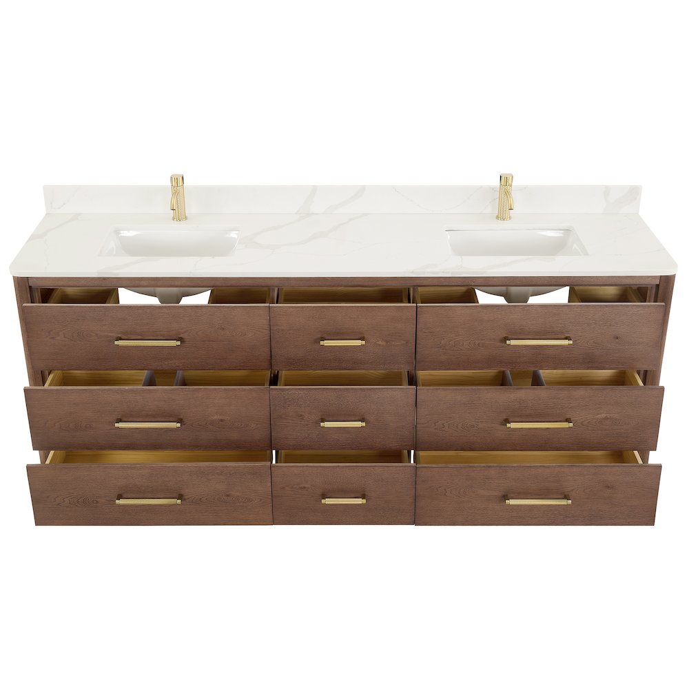 Porto 84" Free-standing Double Bath Vanity in Aged Dark Brown Oak. Picture 11