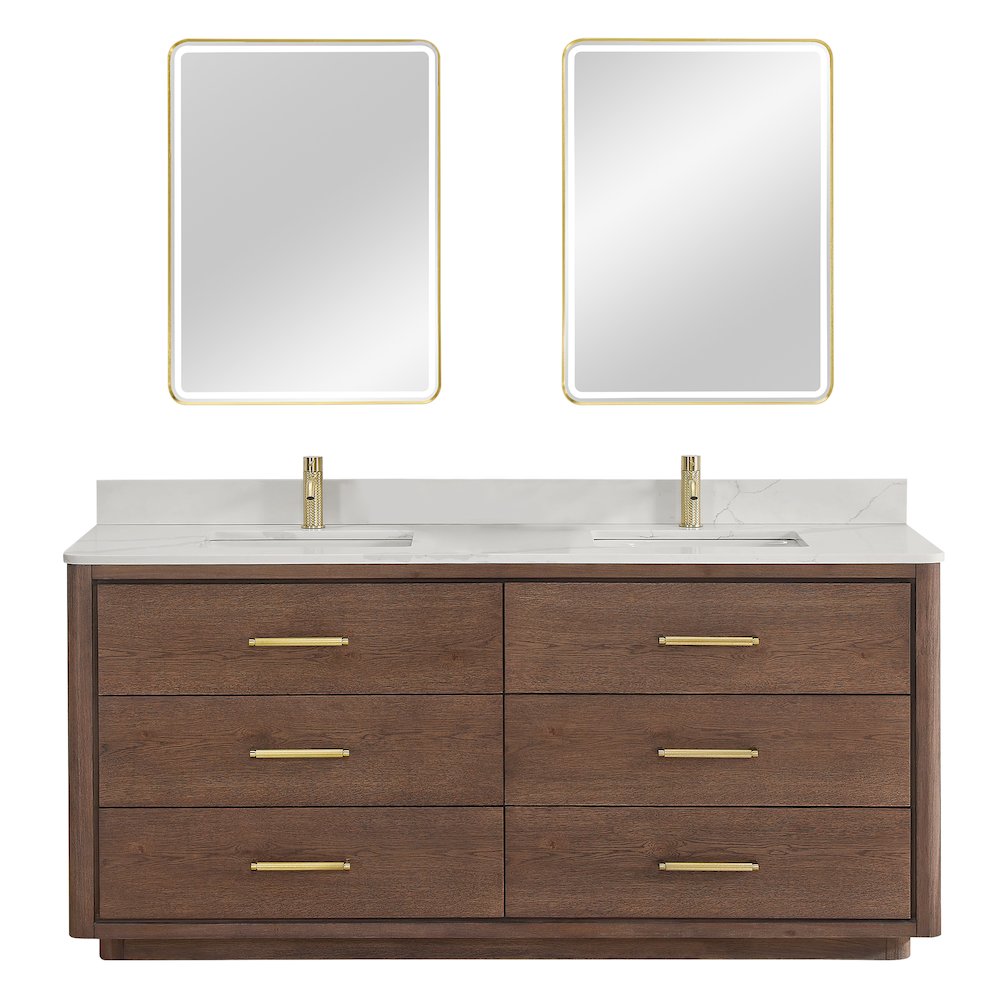 Porto 72" Free-standing Double Bath Vanity in Aged Dark Brown Oak. Picture 1