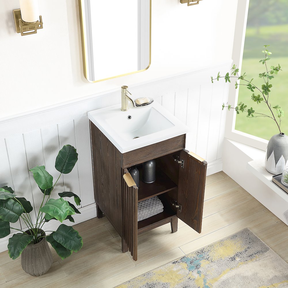 Palos 18" Free-standing Single Bath Vanity in Spruce Aged Brown. Picture 6