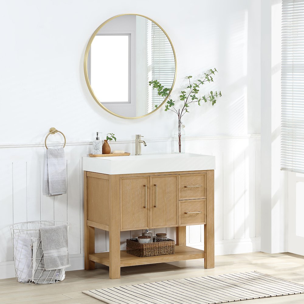 Vera 36" Free-standing Single Bath Vanity in Washed Ash Grey. Picture 4