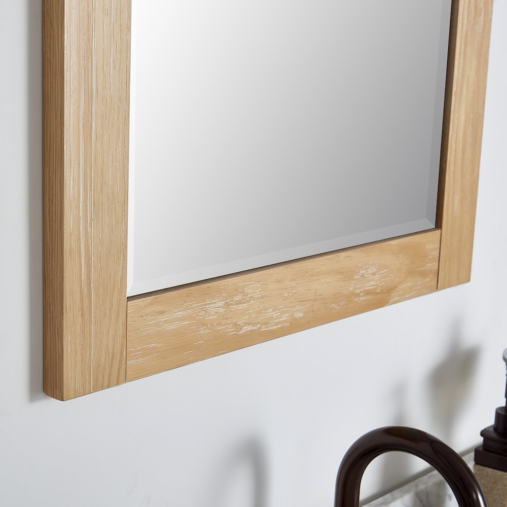 Cortes 24" Rectangular Bathroom Vanity Barndoor Wall Mount Mirror in Pine. Picture 5