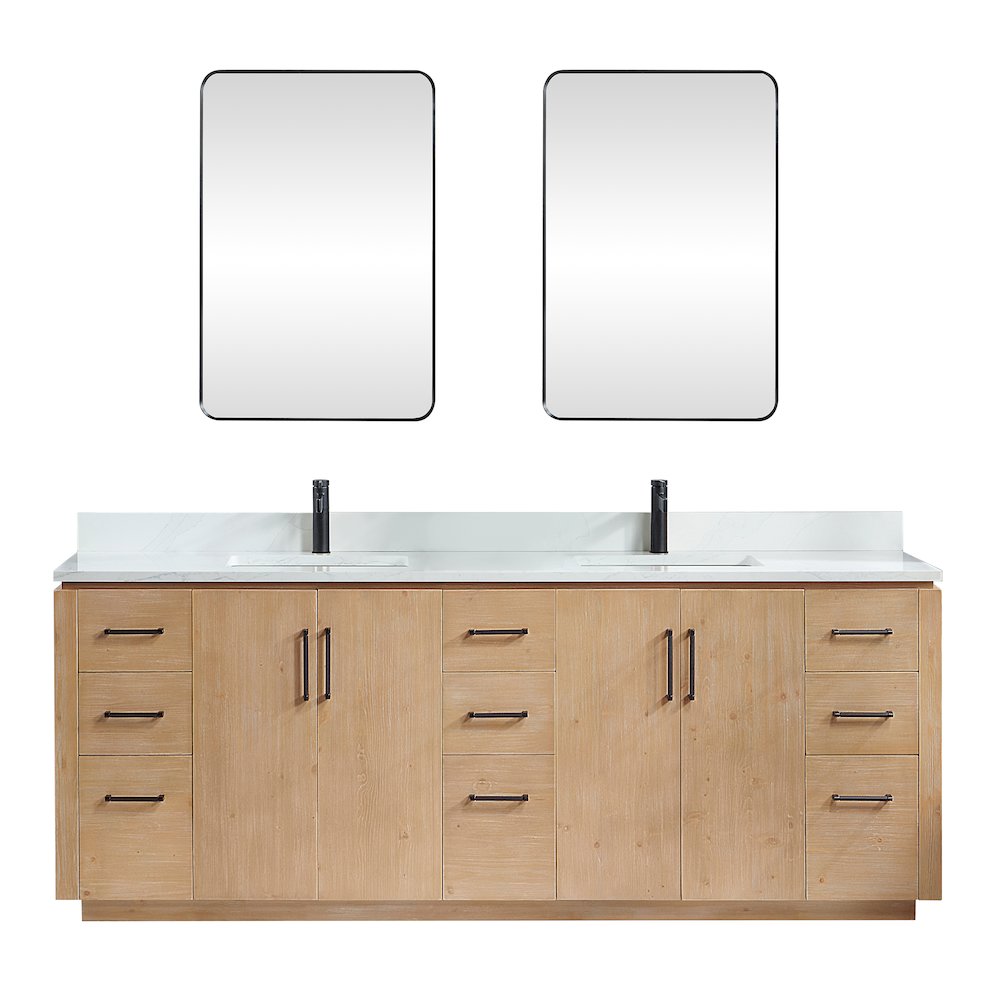 San 84" Free-standing Double Bath Vanity in Fir Wood Brown. Picture 1