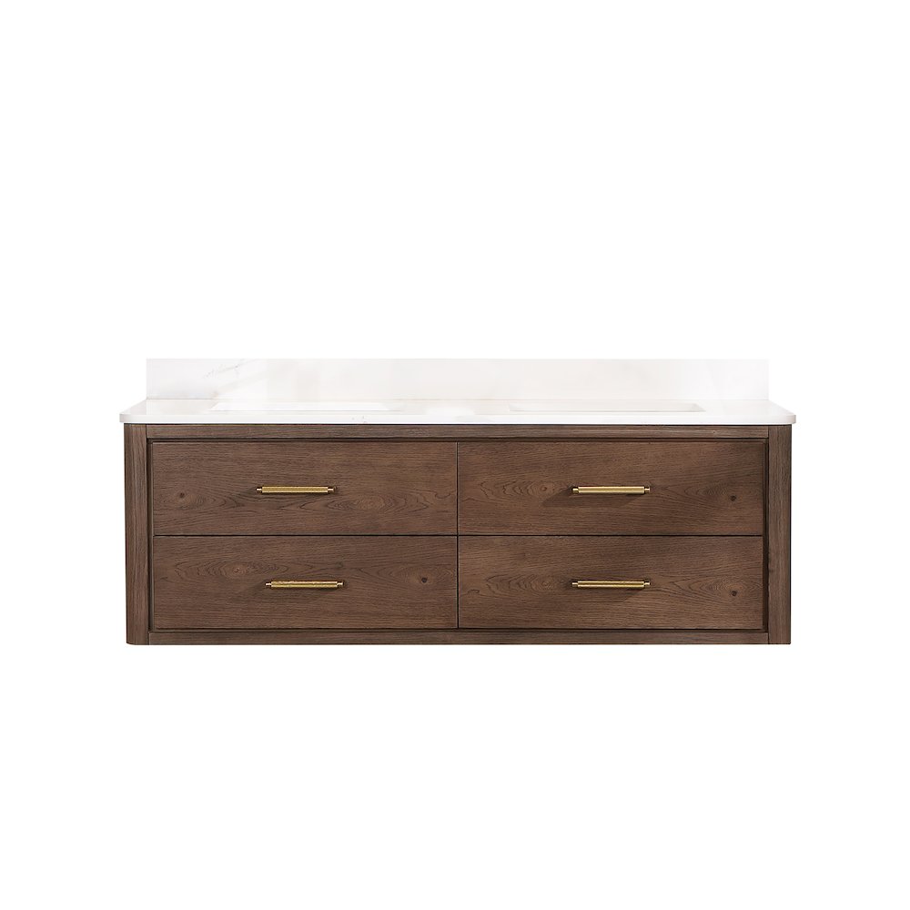 Cristo 60M" Floating Double Bath Vanity in Aged Dark Brown Oak. Picture 2