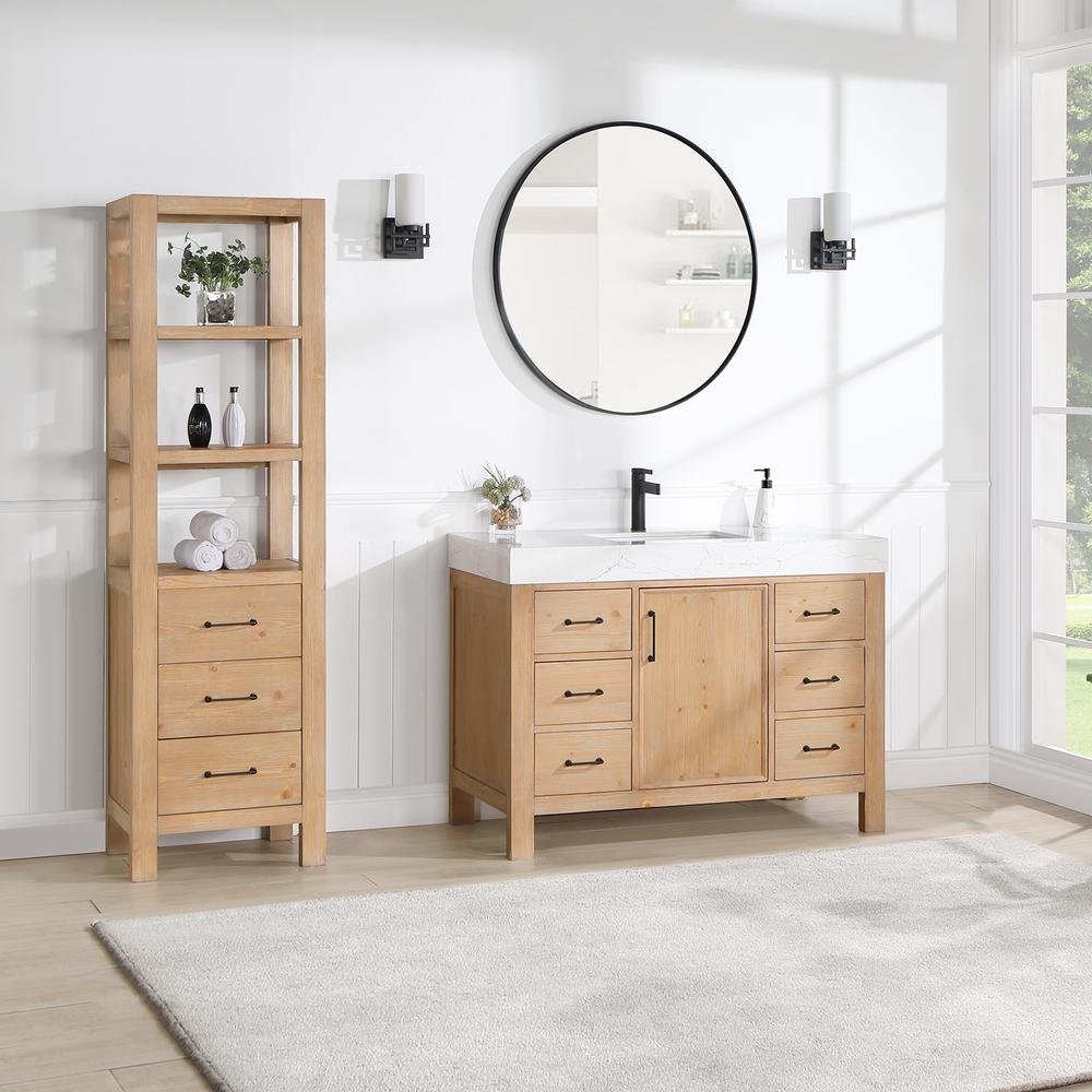 Free-standing Single Bathroom Vanity with Composite top and Mirror. Picture 4