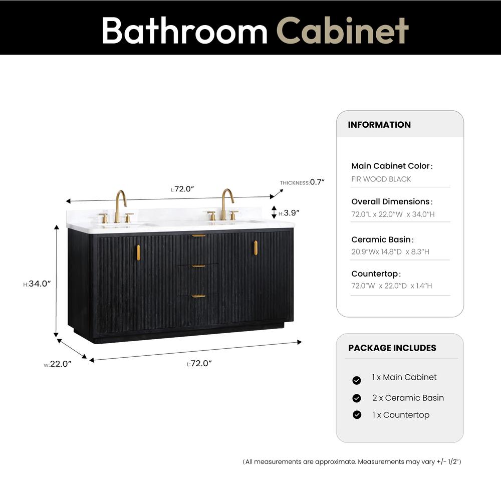 Free-standing Double Bathroom Vanity with Composite top in Lightning White. Picture 18