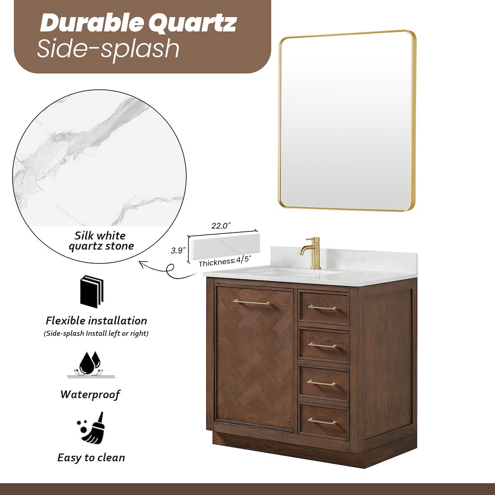 Jakarta 36" Freestanding Single Bath Vanity in Aged Dark Brown Oak. Picture 18