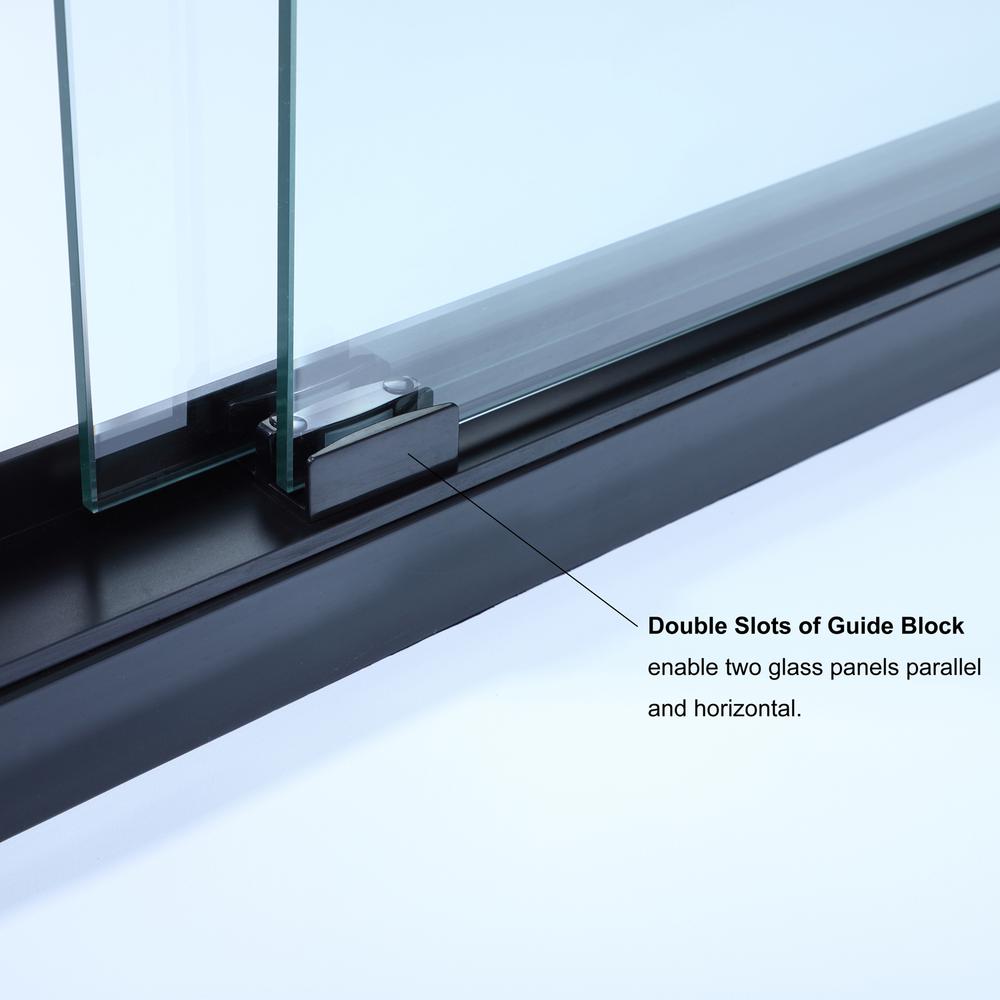 Brescia 60" W x 58" H Double Sliding Framed Tub Door in Matte Black. Picture 11