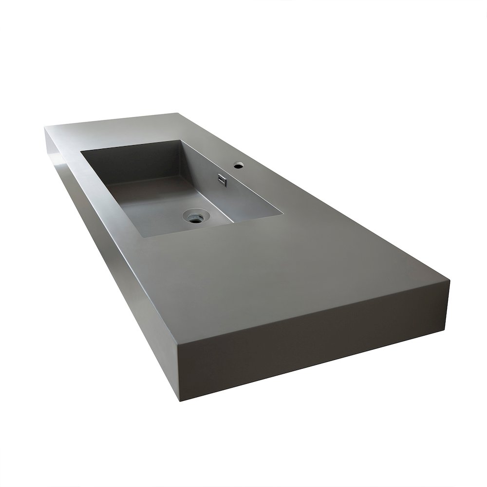 Rectangular Grey Finish Composite Granite Stone Console Bathroom Vanity Sink. Picture 2