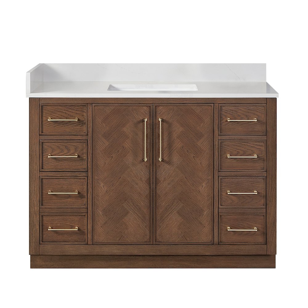 Jakarta 48" Freestanding Single Bath Vanity in Aged Dark Brown Oak. Picture 2