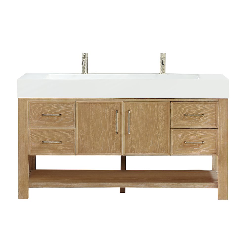 Vera 60" Free-standing Single Bath Vanity in Washed Ash Grey. Picture 1
