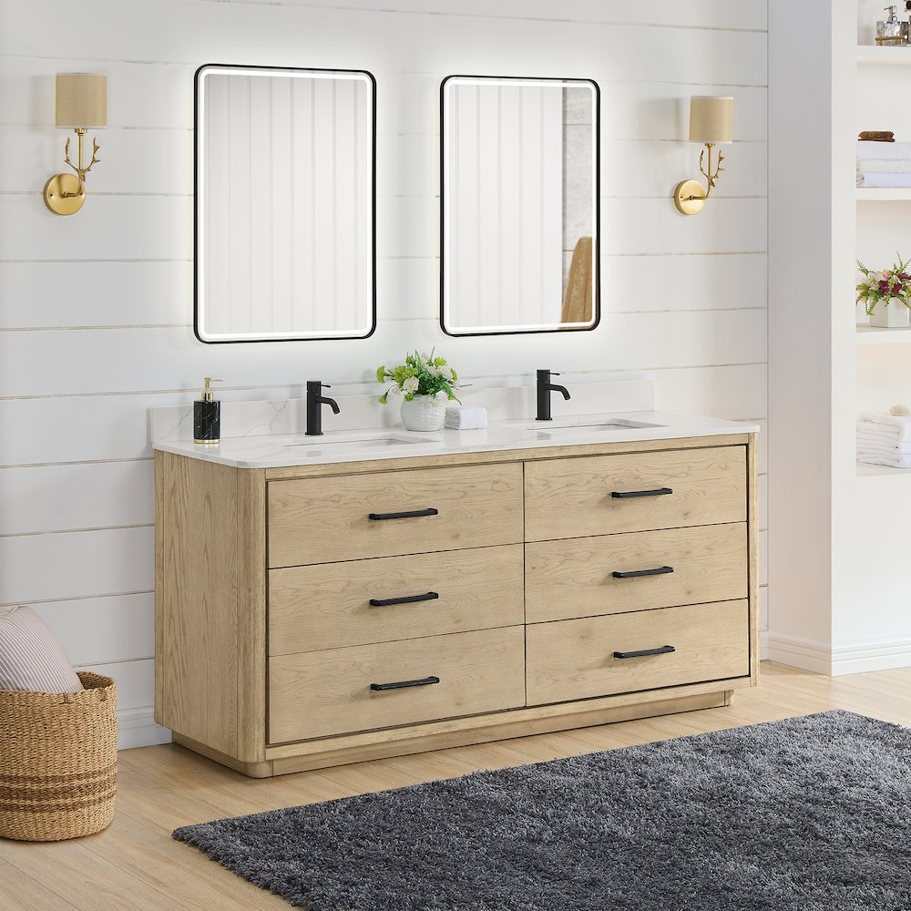 Porto 72" Free-standing Double Bath Vanity in Aged Natural Oak. Picture 7