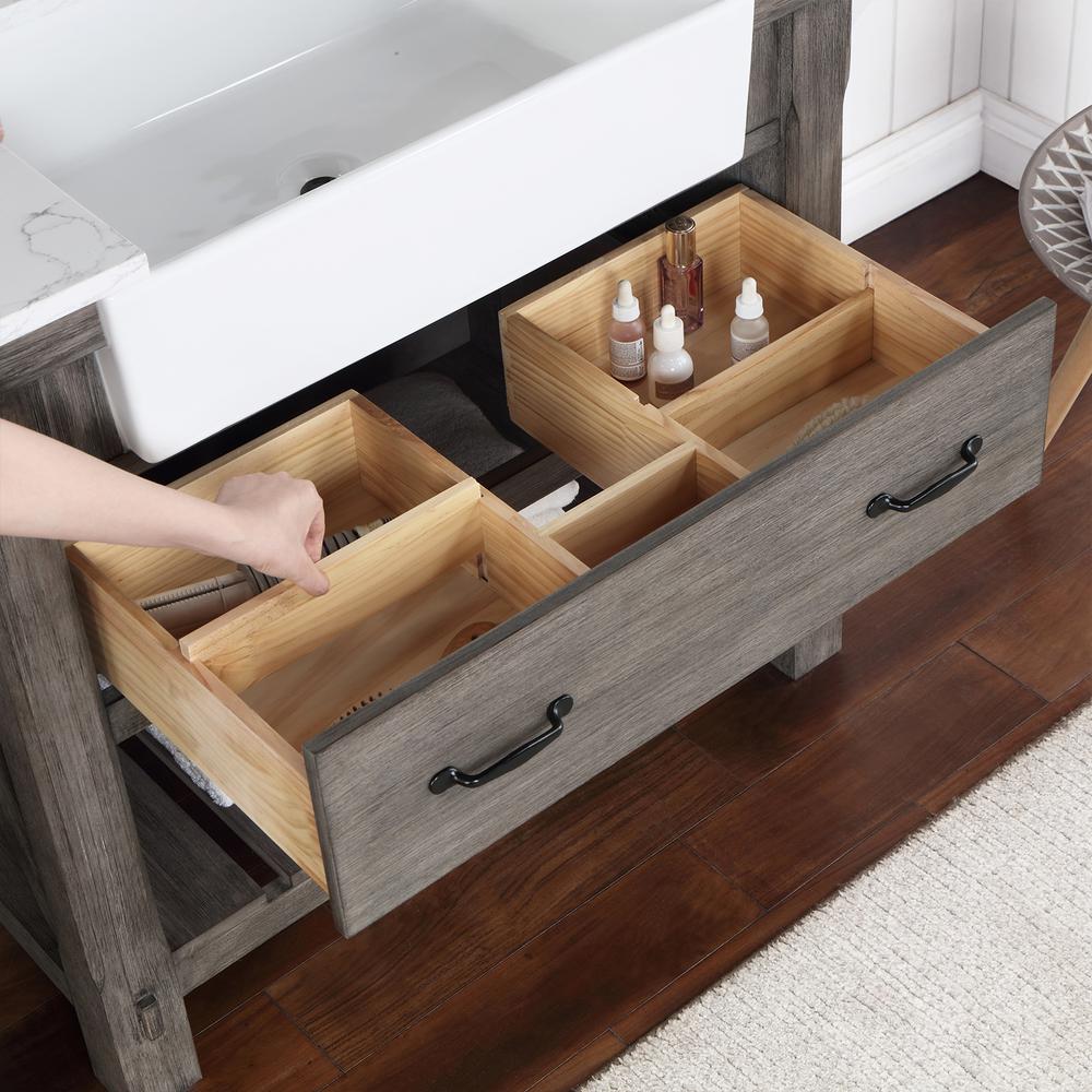 Single Bath Vanity with Composite Stone Top, White Farmhouse Basin. Picture 9