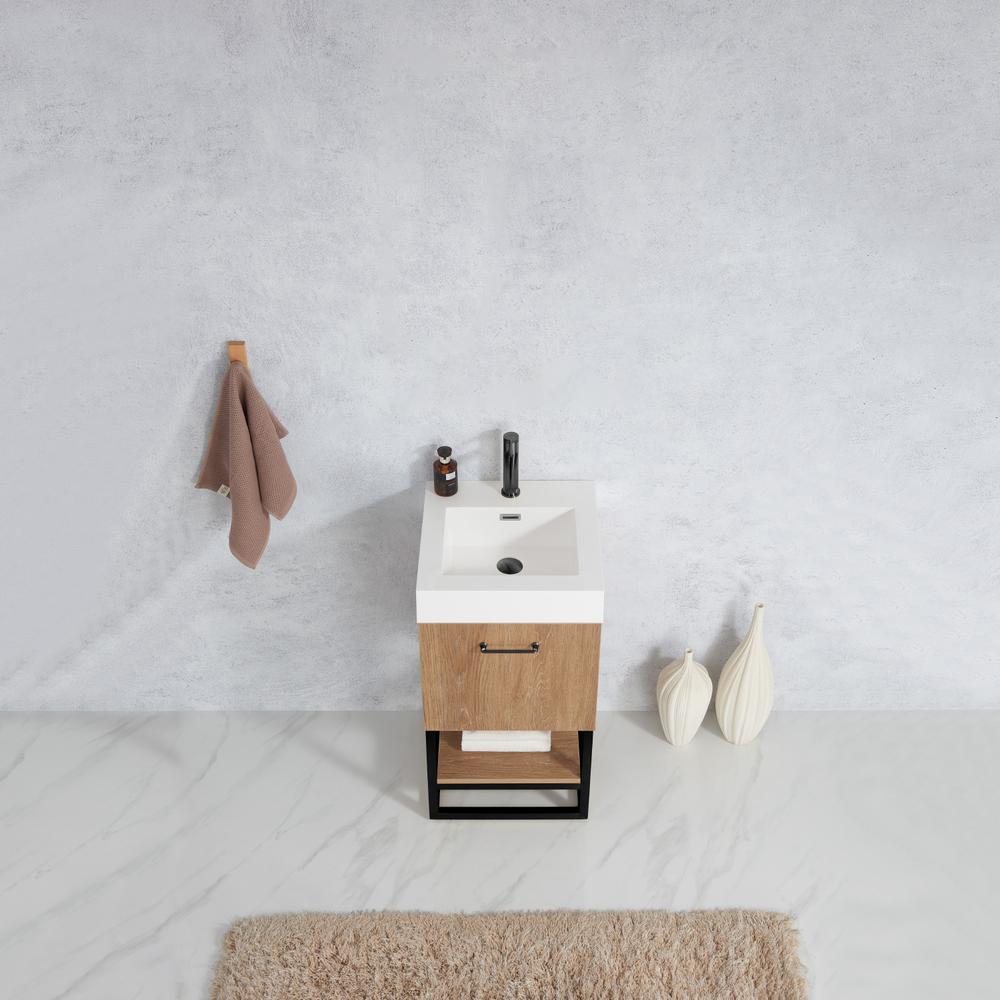 18B" Single Sink Bath Vanity with White Grain Stone Countertop. Picture 12