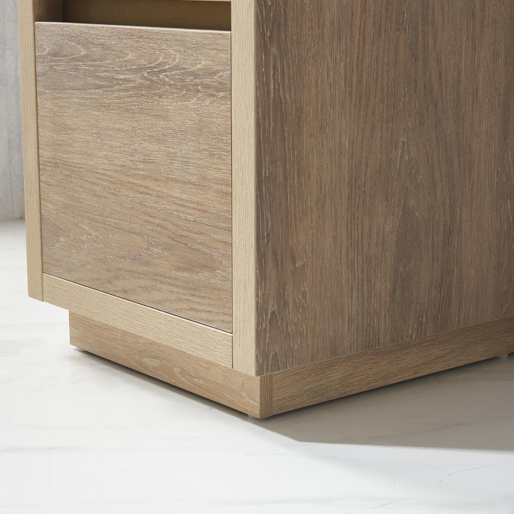 Single Sink Bath Vanity with Composite Integral Square Sink Top and Mirror. Picture 9