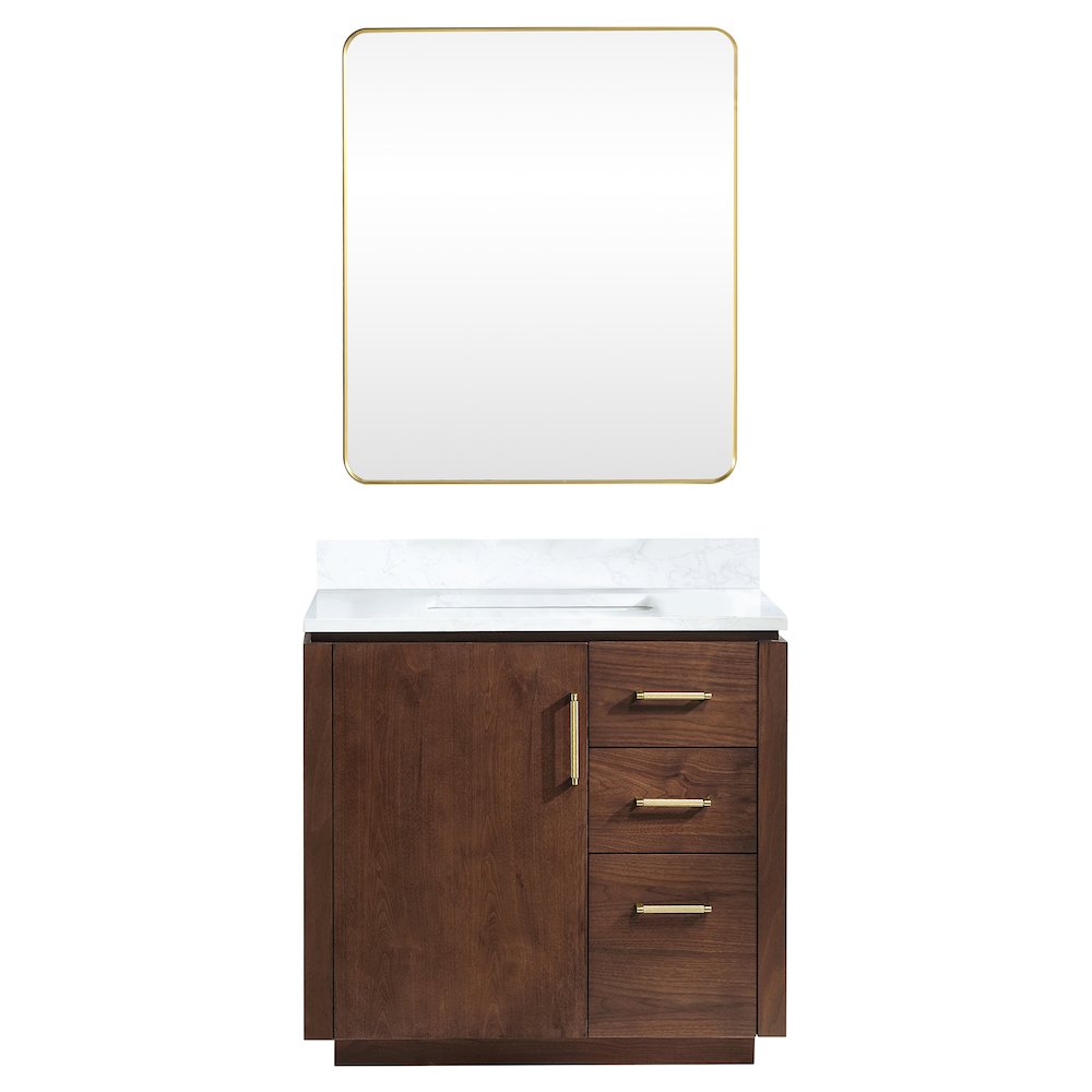 San 36" Free-standing Single Bath Vanity in Natural Walnut. Picture 2