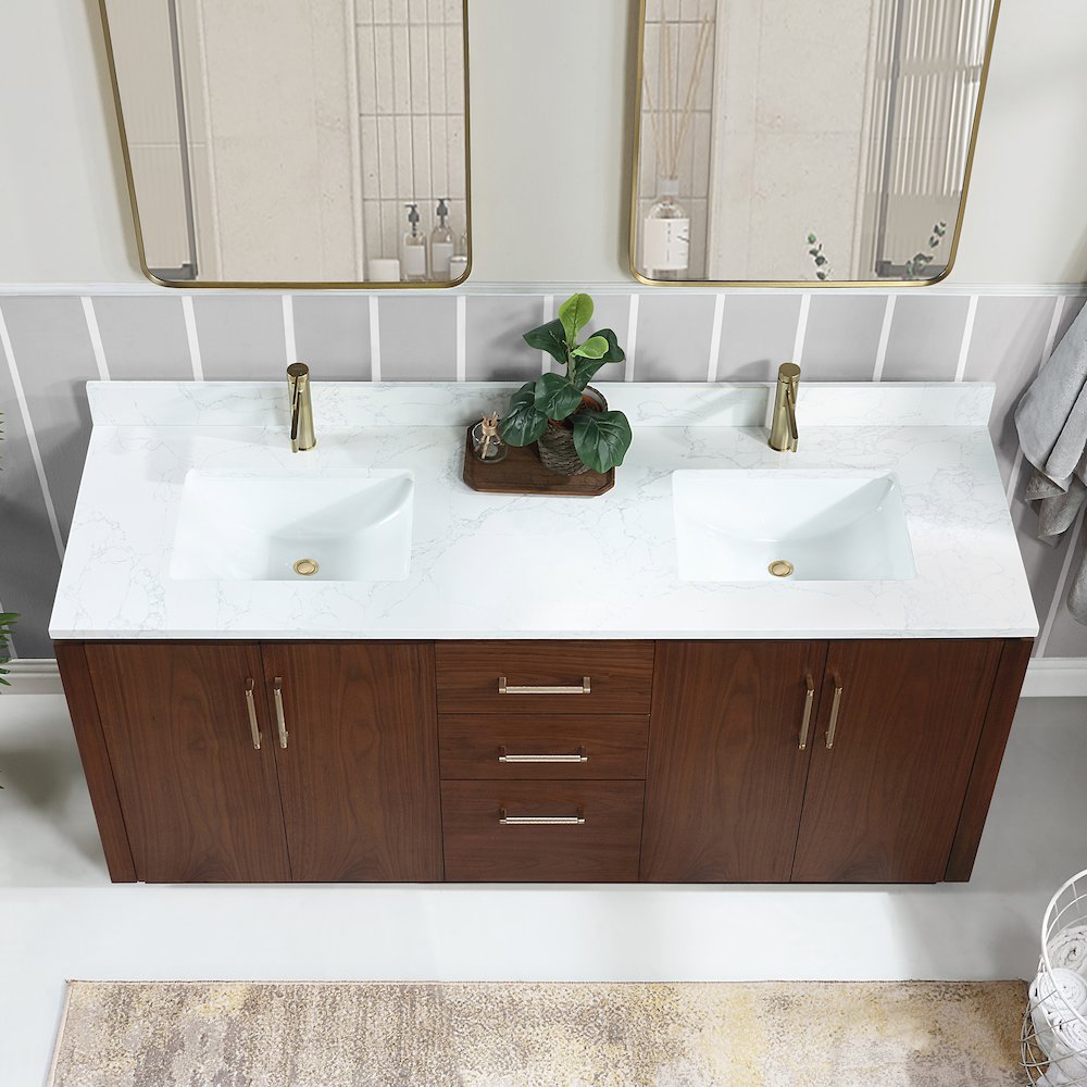 San 72" Free-standing Double Bath Vanity in Natural Walnut. Picture 5