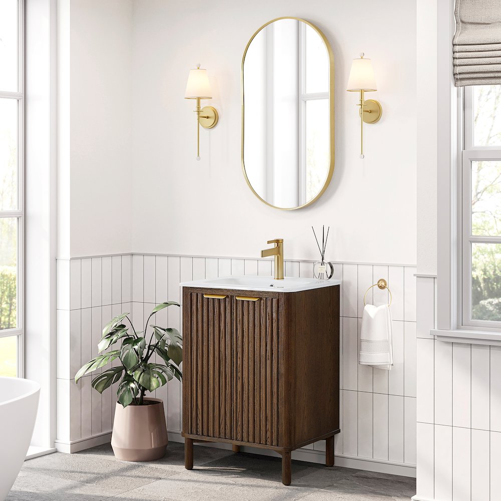 Mumbai 24" Free-standing Single Bath Vanity in Aged Dark Brown Oak. Picture 4