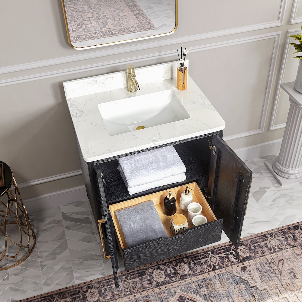 Gara 30" Free-standing Single Bath Vanity in Fir Wood Black. Picture 7