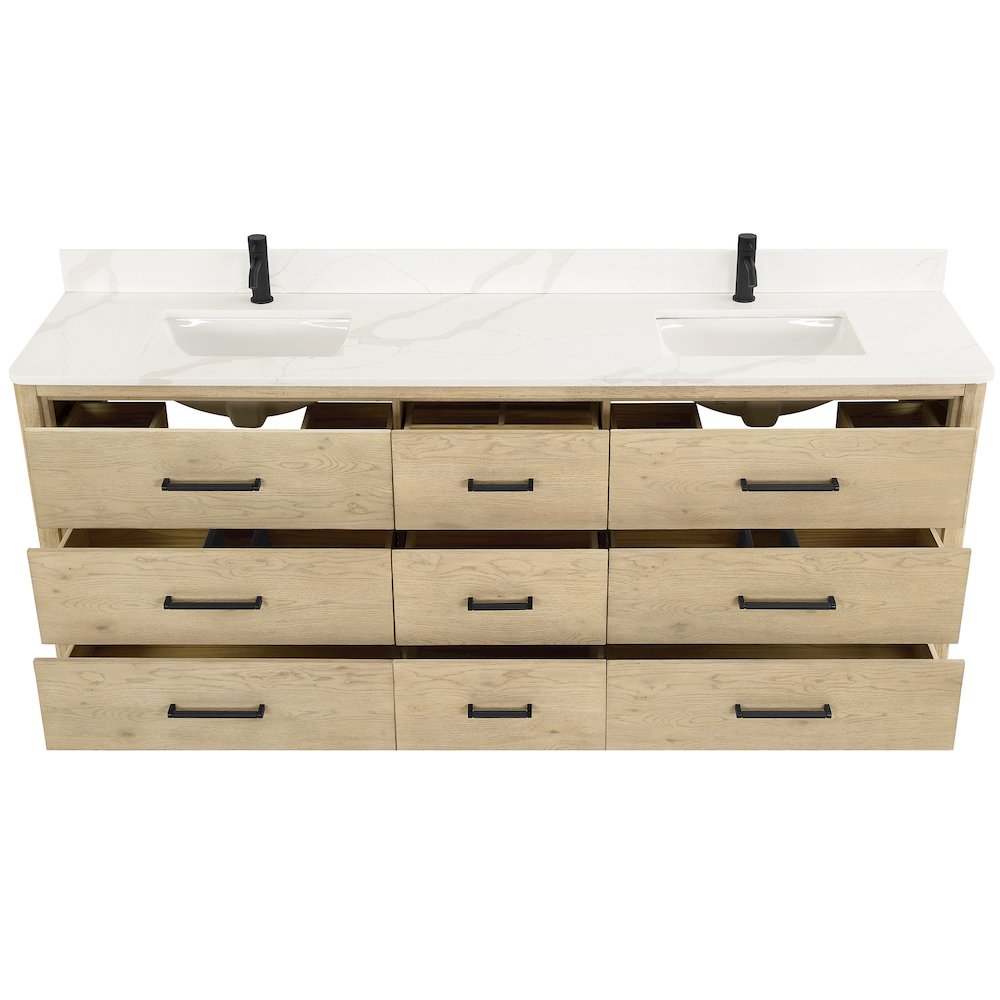 Porto 84" Free-standing Double Bath Vanity in Aged Natural Oak. Picture 10