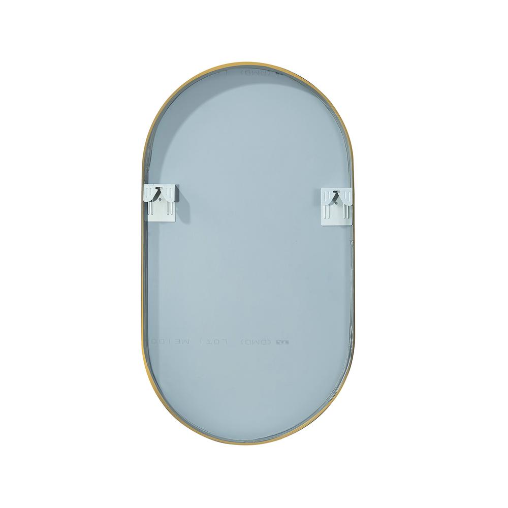 Miajadas 20 in. W x 36 in. H Oval Metal Wall Mirror in Brushed Gold. Picture 2