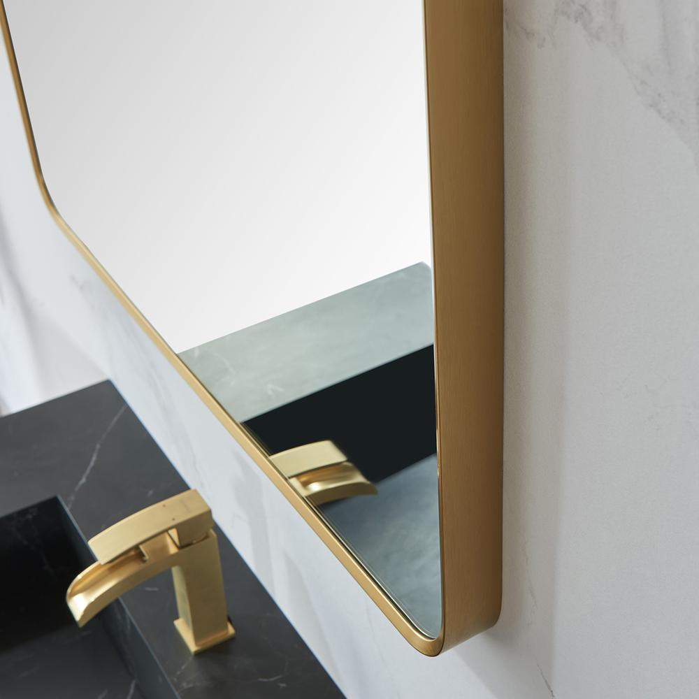 Mutriku 32 in. W x 36 in. H Rectangle Metal Wall Mirror in Brushed Gold. Picture 6